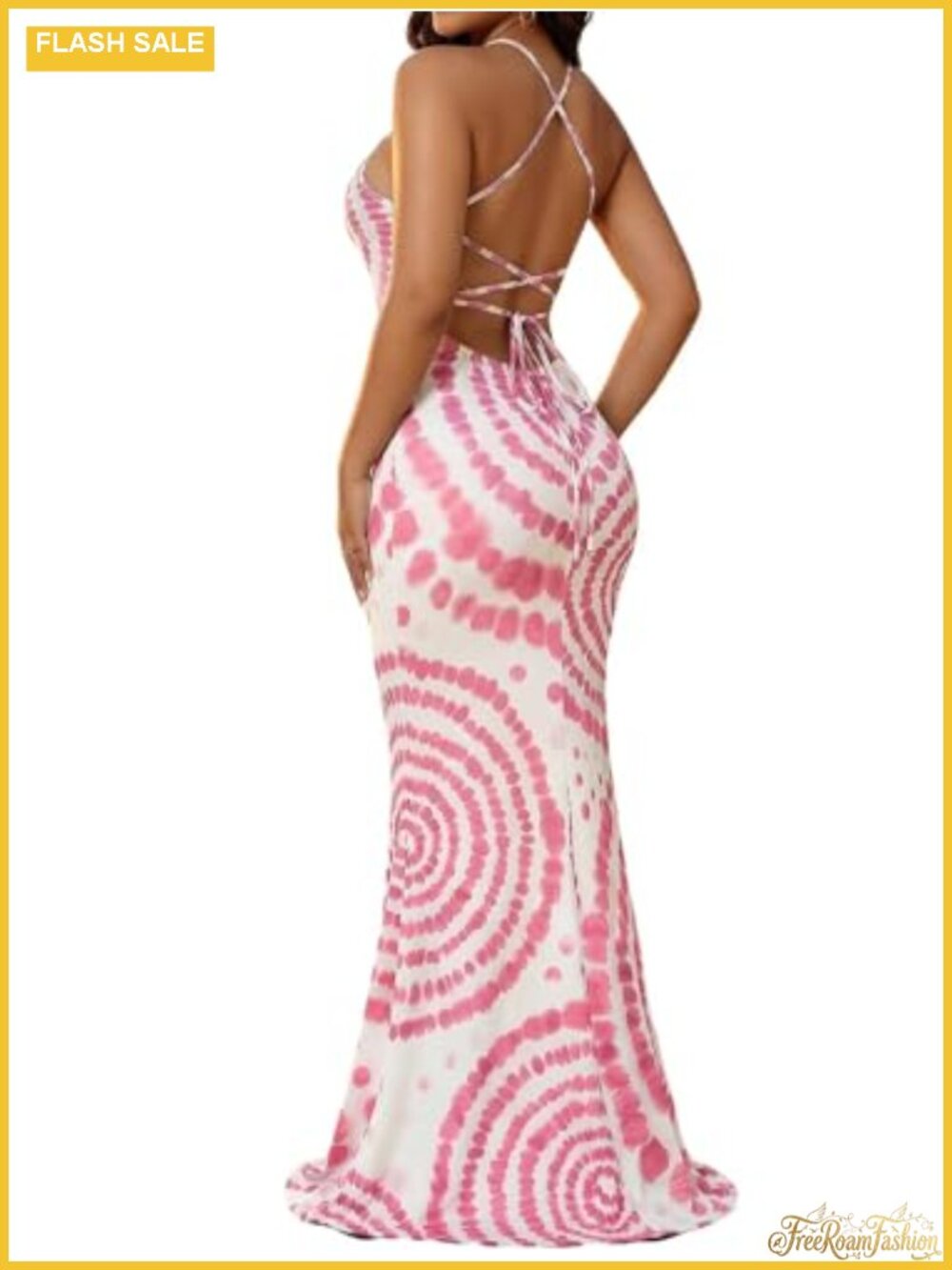 Backless Tie Dye Mermaid Maxi Dress Spaghetti Strap Sleeveless